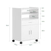 SoBuy FSB09-W, Microwave Shelf, Kitchen Wheeled Storage Trolley, Kitchen Cabinet Unit, White