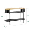 SoBuy FSB102-SCH, Industrial Console Table with Storage – Slim Wood and Black Metal Hallway Table, Multifunctional Narrow Console for Entryway, Living Room or Office, Black, 110×39×76 cm