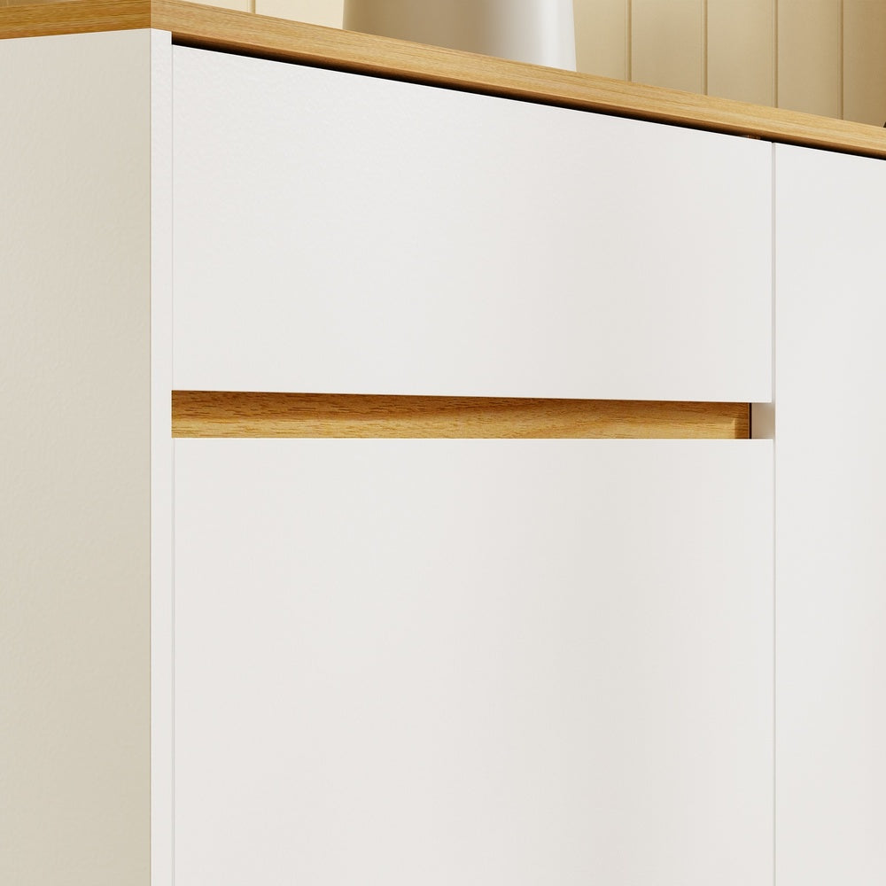SoBuy FSB111-WN, Kitchen Sideboard with Hideaway Bin Compartment, White & Oak, 80x38x90cm - view 10