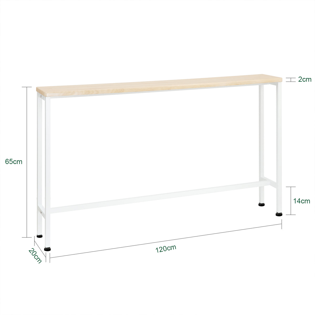 SoBuy FSB19-Z Slim Console Table for Hallway - Modern Sofa Table for Living Room & Entryway - Adjustable Feet, MDF Wood Effect, Metal Frame - W120 x D20 x H65cm, 50kg Capacity