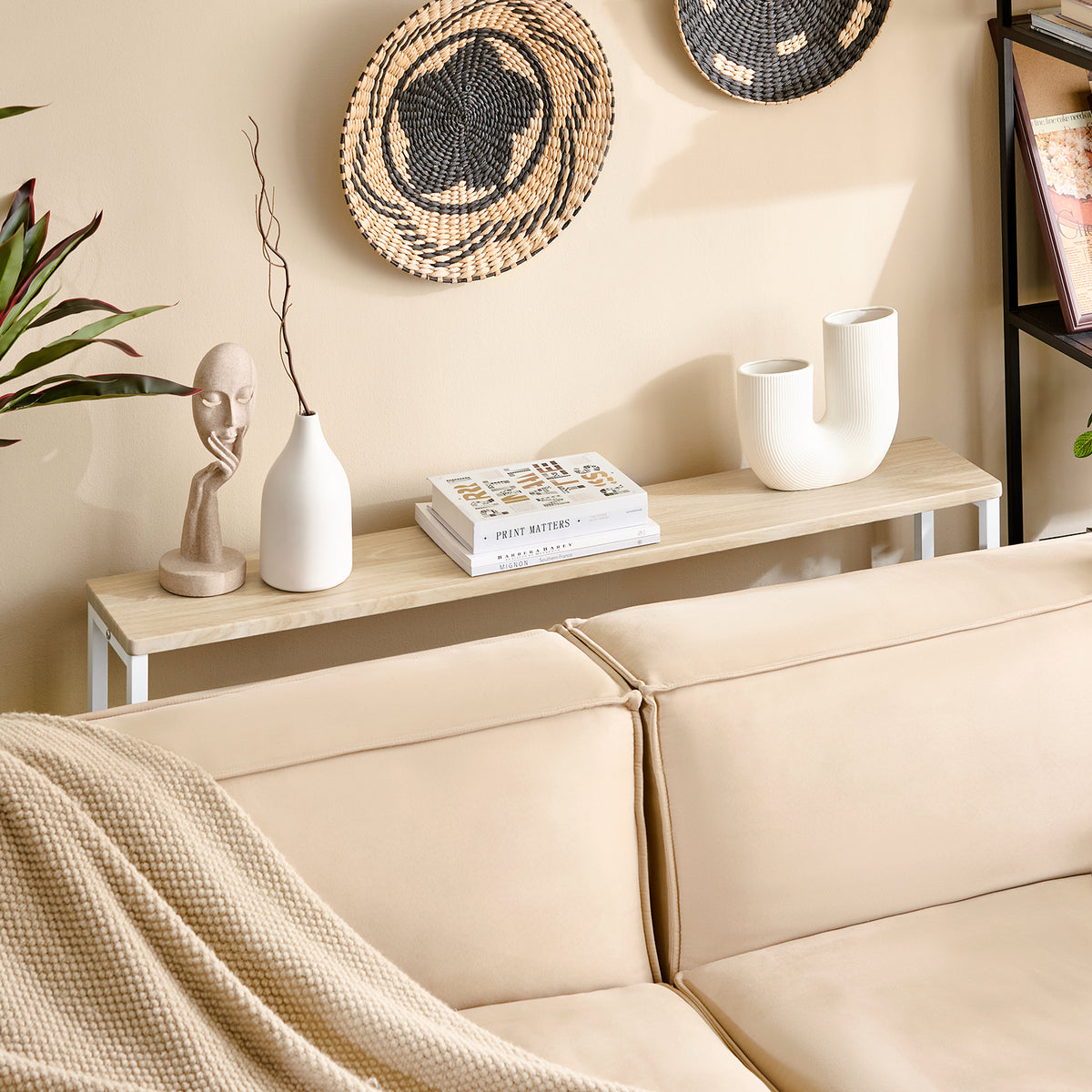 SoBuy FSB19-Z Slim Console Table for Hallway - Modern Sofa Table for Living Room & Entryway - Adjustable Feet, MDF Wood Effect, Metal Frame - W120 x D20 x H65cm, 50kg Capacity
