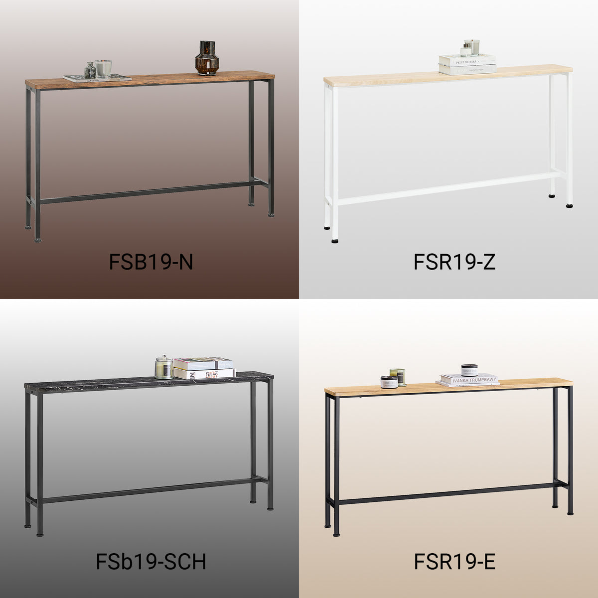SoBuy FSB19-Z Slim Console Table for Hallway - Modern Sofa Table for Living Room & Entryway - Adjustable Feet, MDF Wood Effect, Metal Frame - W120 x D20 x H65cm, 50kg Capacity