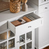 SoBuy FSB77-W, Sideboard with 2 Drawers and 3 Glass Doors, Kitchen Dining Room Living Room Storage Cabinet Cupboard Sideboard, White