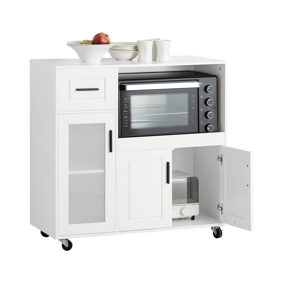 SoBuy FSB78-W, Sideboard Microwave Cabinet Dining Room Cupboard Kitchen Trolley, White