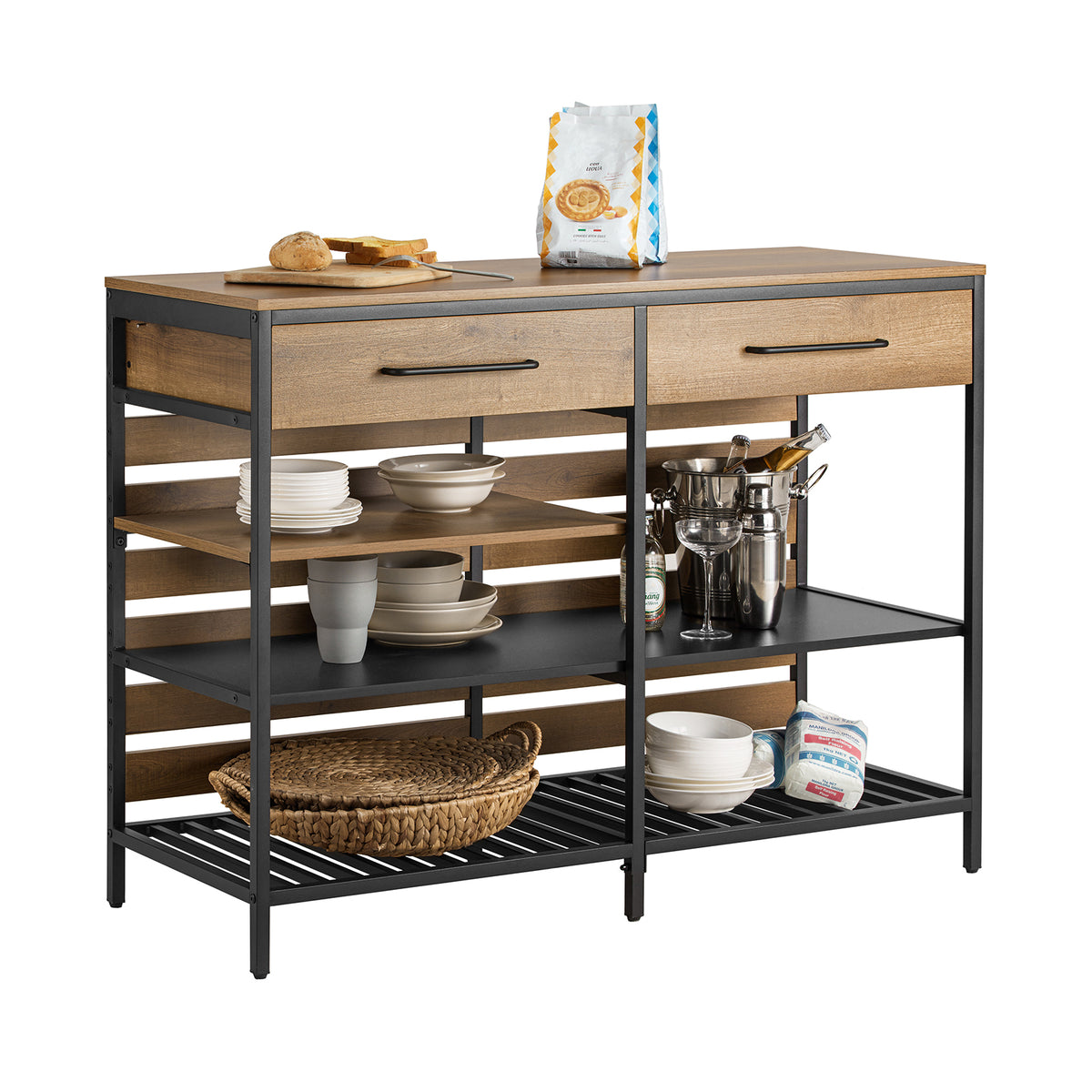 SoBuy FSB85-PF, Kitchen Dining Room Living Room Sideboard, Kitchen Island Sideboard Dining Bar Table, Brown