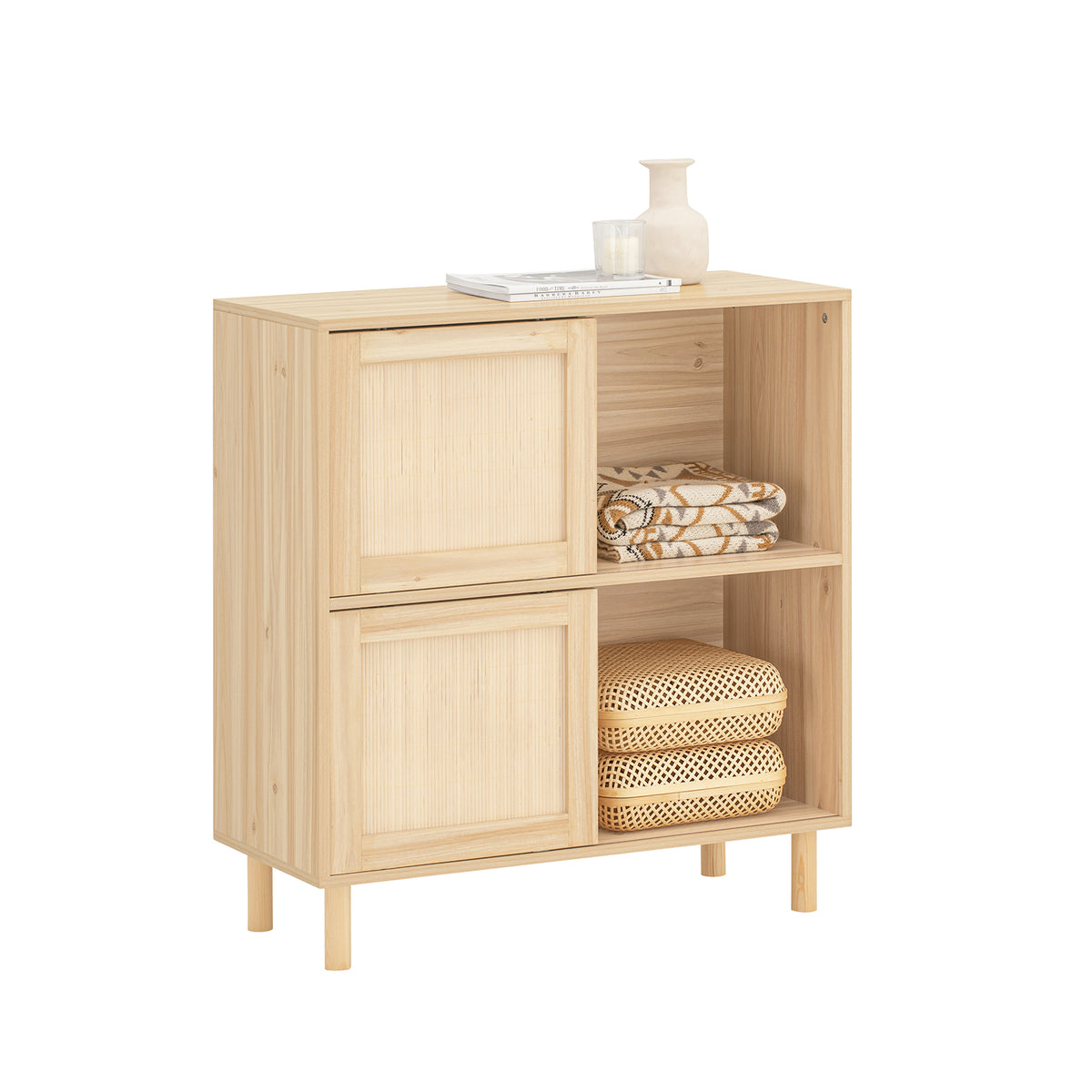 SoBuy FSB87-N, Sideboard with 2 Sliding Doors, Hallway Living Room Kitchen Dining Room Sideboard Storage Cabinet Cupboard, Wood