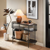 SoBuy FSB90-SCH, Industrial Console Table with Storage – Slim Wood and Black Metal Hallway Table, Multifunctional Narrow Console for Entryway, Living Room or Office 110×39×76 cm