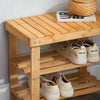 SoBuy FSR02-K-N, 2 Tiers Bamboo Shoe Rack Shoe Bench, Bathroom Shelf, Wood