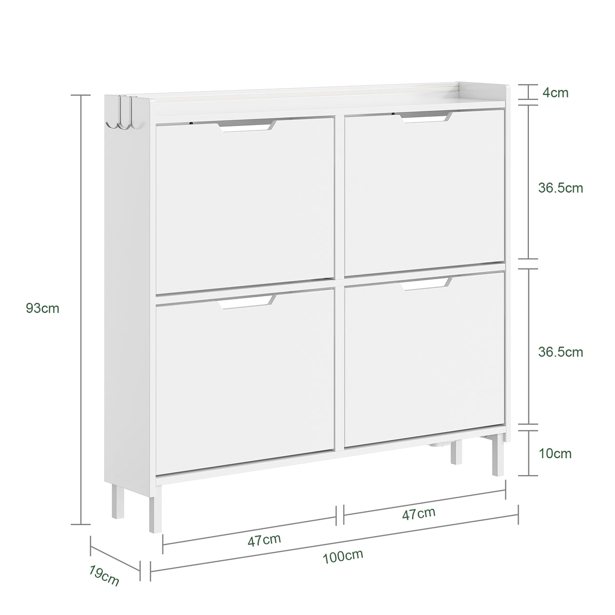 SoBuy FSR100-E-W, Wall-Mounted Shoe Cabinet with Sensor Light 19 cm for Hallway Shoe Rack with LED Lighting, for Entryway, Hallway and Small Apartments, Slim Design