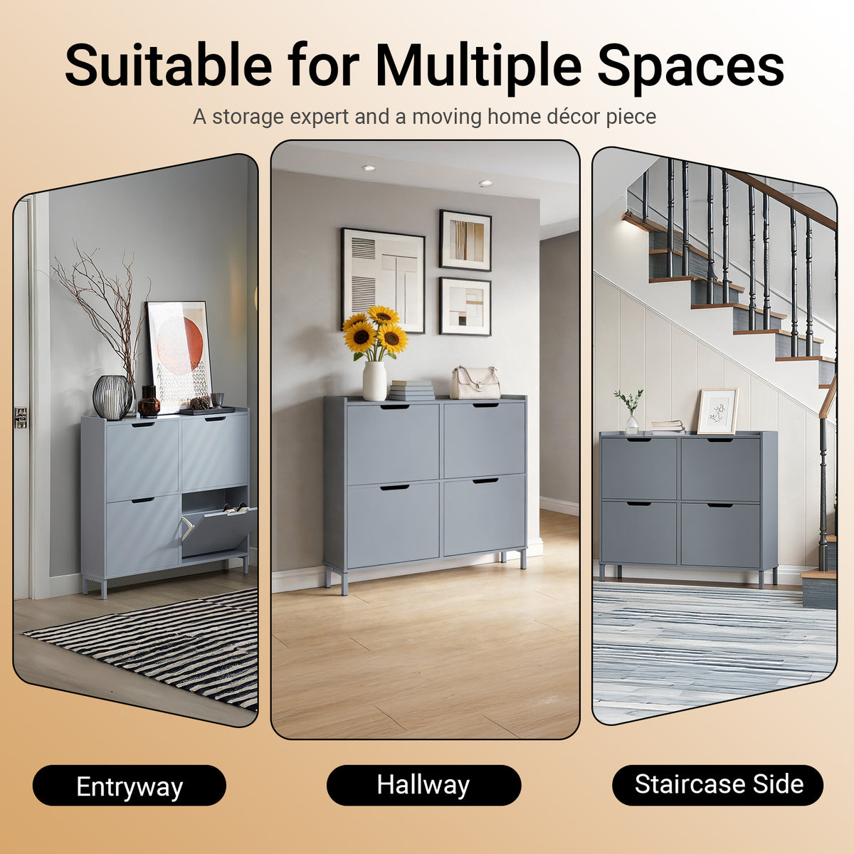 SoBuy FSR100-HG narrow shoe rack grey – modular pairing with FSR151-HG entryway set