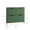 SoBuy FSR100-SY, Narrow Shoe Rack Shoe Cabinet with 4 Flip Drawers Slim Wooden Storage Cupboard for Hallway Entrance Foyer or Understairs Dark Green W100 x D19 x H91cm