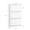 SoBuy FSR110-W, Shoe Cabinet with 3 Flip-drawers Shoe Storage Cupboard Organizer Hallway White W60 x D24 x H115cm