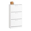 SoBuy FSR110-W, Shoe Cabinet with 3 Flip-drawers Shoe Storage Cupboard Organizer Hallway White W60 x D24 x H115cm