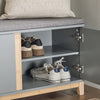 SoBuy FSR117-HG, Hallway Storage Bench Shoe Bench Shoe Rack Shoe Cabinet with 2 Doors and Seat Cushion, Grey