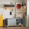 SoBuy FSR117-HG, Hallway Storage Bench Shoe Bench Shoe Rack Shoe Cabinet with 2 Doors and Seat Cushion, Grey