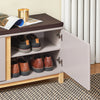SoBuy FSR117-KA, Hallway Storage Bench Shoe Bench Shoe Cabinet with 2 Doors and Seat Cushion, Brown