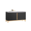 SoBuy FSR117-SCH, Hallway Storage Bench Shoe Bench Shoe Rack Shoe Cabinet with 2 Doors and Seat Cushion, Black
