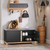 SoBuy FSR117-SCH, Hallway Storage Bench Shoe Bench Shoe Rack Shoe Cabinet with 2 Doors and Seat Cushion, Black