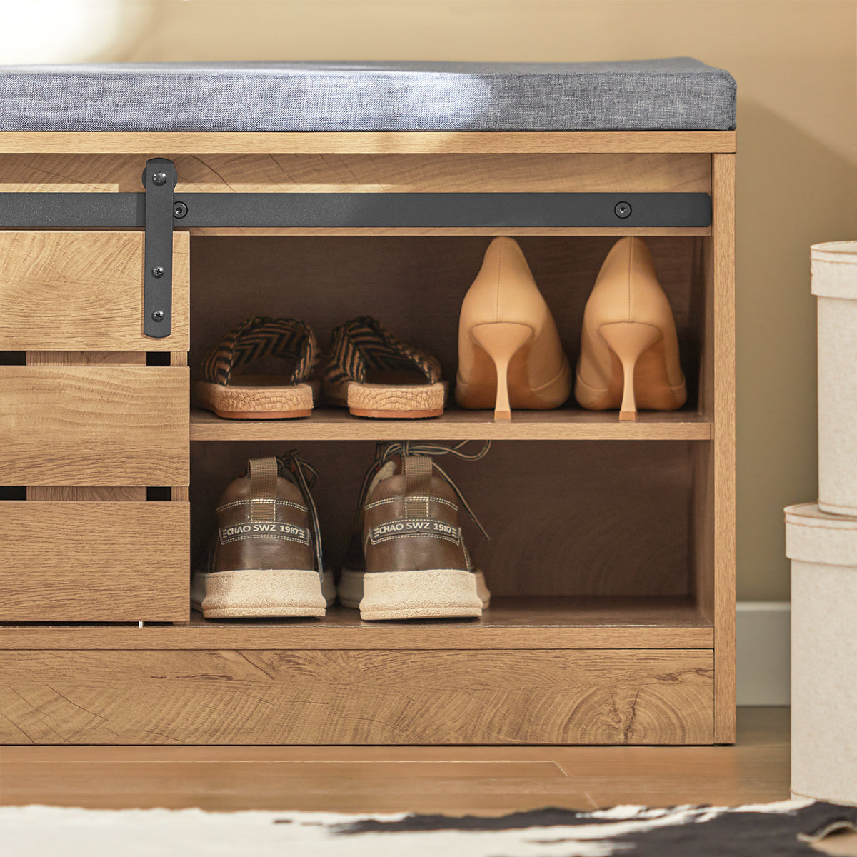 SoBuy FSR120-N, Hallway Shoe Bench Shoe Cabinet Shoe Rack Storage Bench, Wood