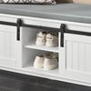 SoBuy FSR133-K-W, Hallway Shoe Bench Shoe Cabinet Shoe Rack with 2 Sliding Doors and Seat Cushion, White