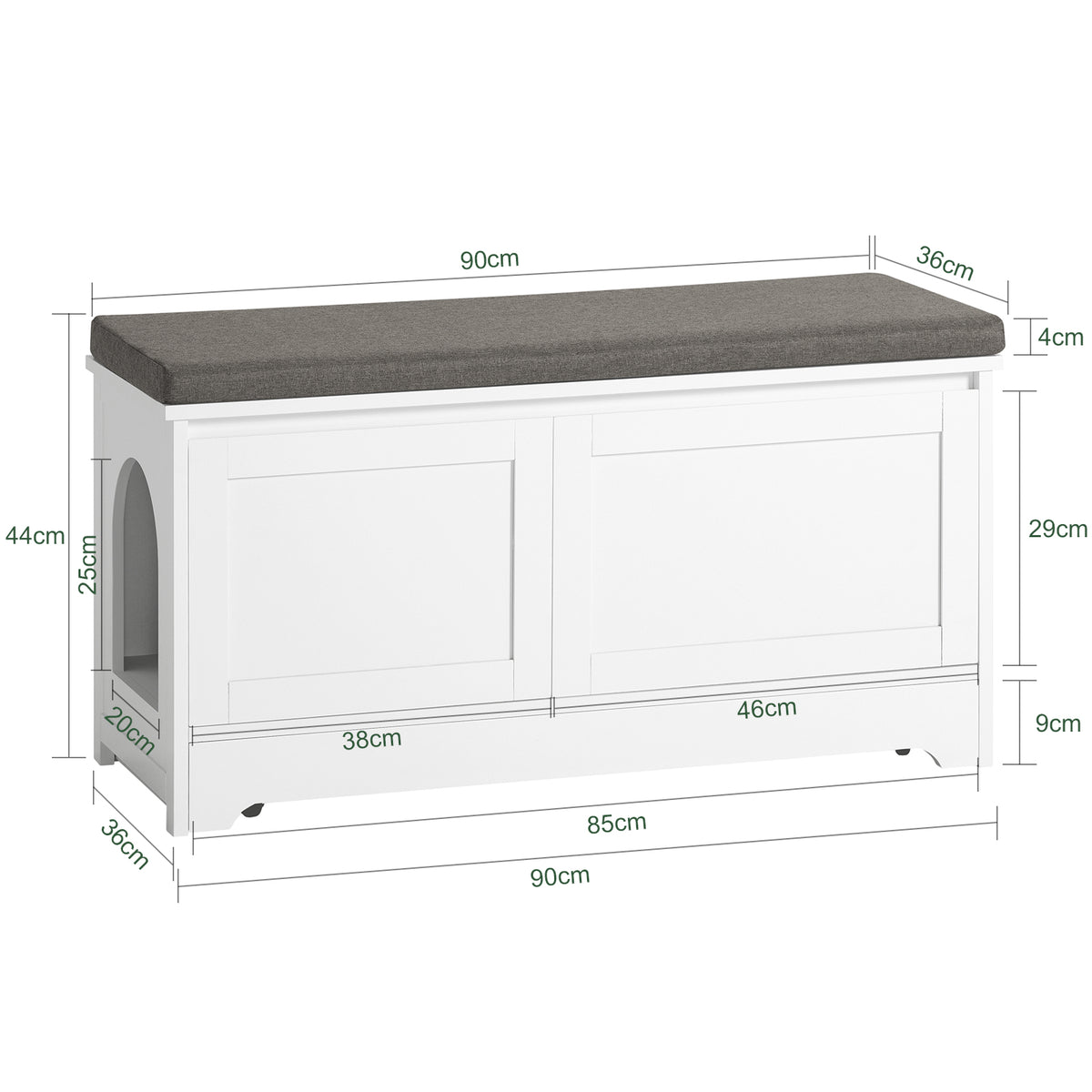SoBuy FSR136-W, Cat House Cat Litter Box Cabinet, Shoe Bench Shoe Storage Cabinet, White