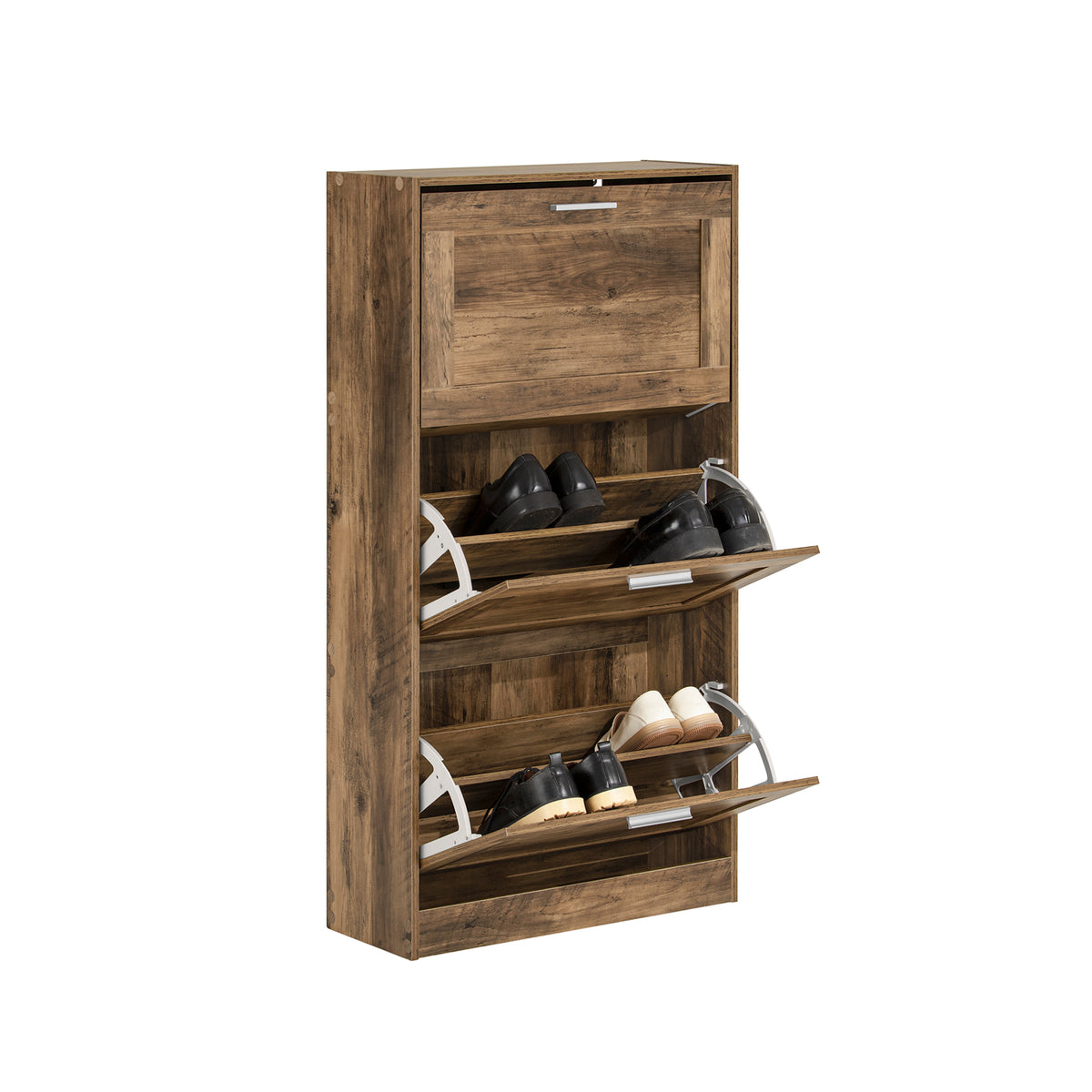 SoBuy FSR137-L-F, 3 Drawers Shoe Cabinet Storage Cupboard Organizer Unit, Brown