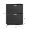 SoBuy FSR137-SCH, 2 Flip-drawers Shoe Cabinet Shoe Rack Shoe Storage Cupboard Organizer, Black