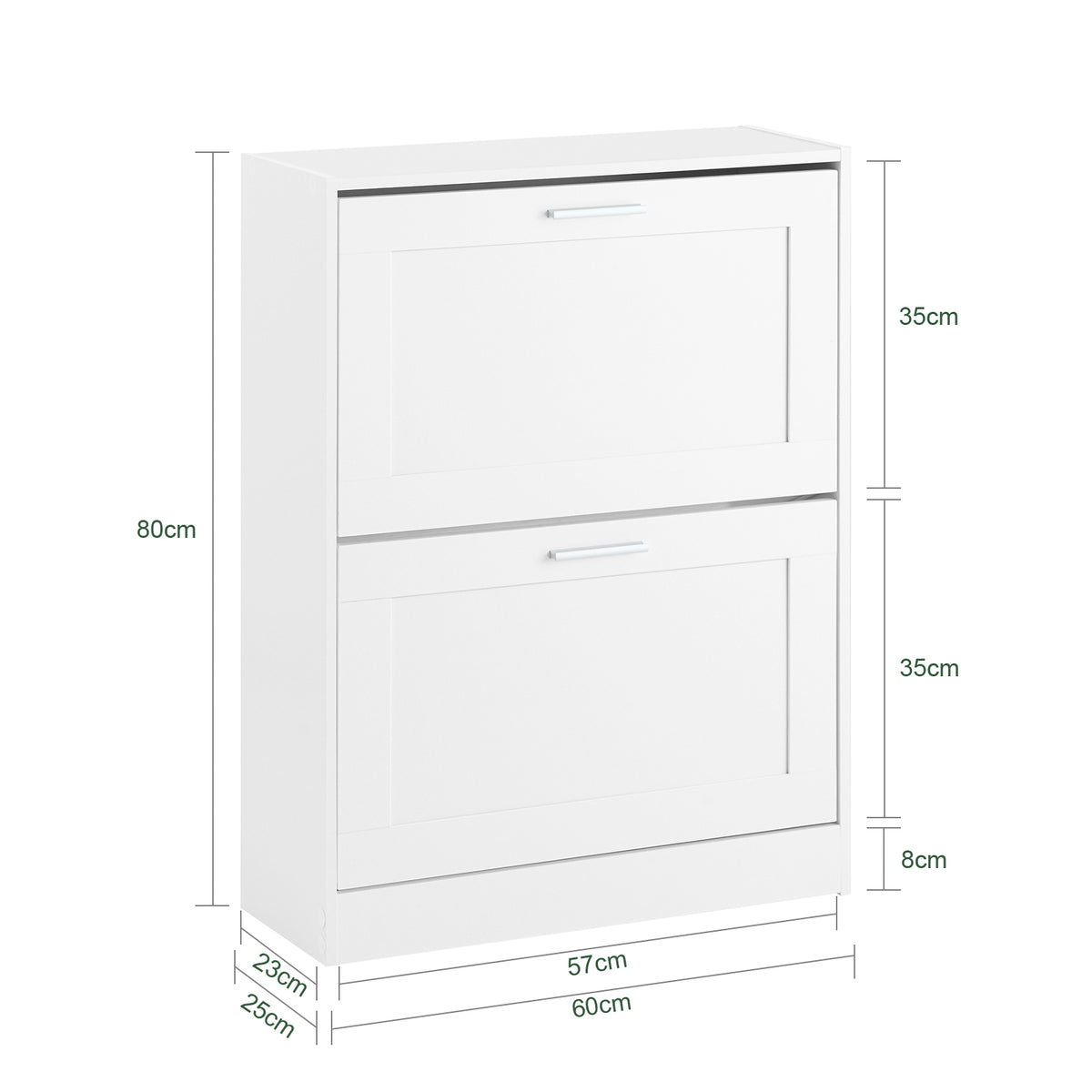 SoBuy FSR137-W, 2 Flip-drawers Shoe Cabinet Shoe Rack Shoe Storage Cupboard Organizer, White