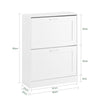 SoBuy FSR137-W, 2 Flip-drawers Shoe Cabinet Shoe Rack Shoe Storage Cupboard Organizer, White