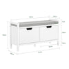 SoBuy FSR146-W, Hallway Storage Bench Shoe Bench Shoe Rack Shoe Cabinet with 2 Doors, White