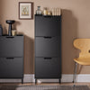 SoBuy FSR151-H-SCH, Narrow Shoe Rack with 3 Flip Drawers Slim Wooden Shoe Storage Cupboard for Hallway Entrance Foyer or Understairs Black W50 x D19 x H129cm