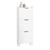 SoBuy FSR151-H-W, Narrow Shoe Rack with 3 Flip Drawers Slim Wooden Shoe Storage Cupboard for Hallway Entrance Foyer or Understairs White W50 x D19 x H129cm