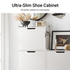 SoBuy FSR151-H-W, Narrow Shoe Rack with 3 Flip Drawers Slim Wooden Shoe Storage Cupboard for Hallway Entrance Foyer or Understairs White W50 x D19 x H129cm