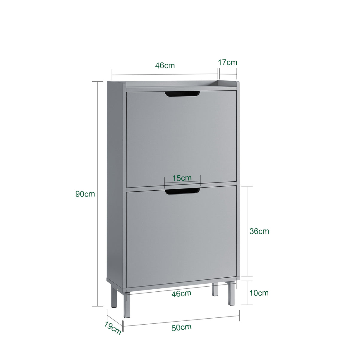 SoBuy FSR151-HG grey shoe cabinet dimensions W50xD19xH91cm 16kg load capacity diagram