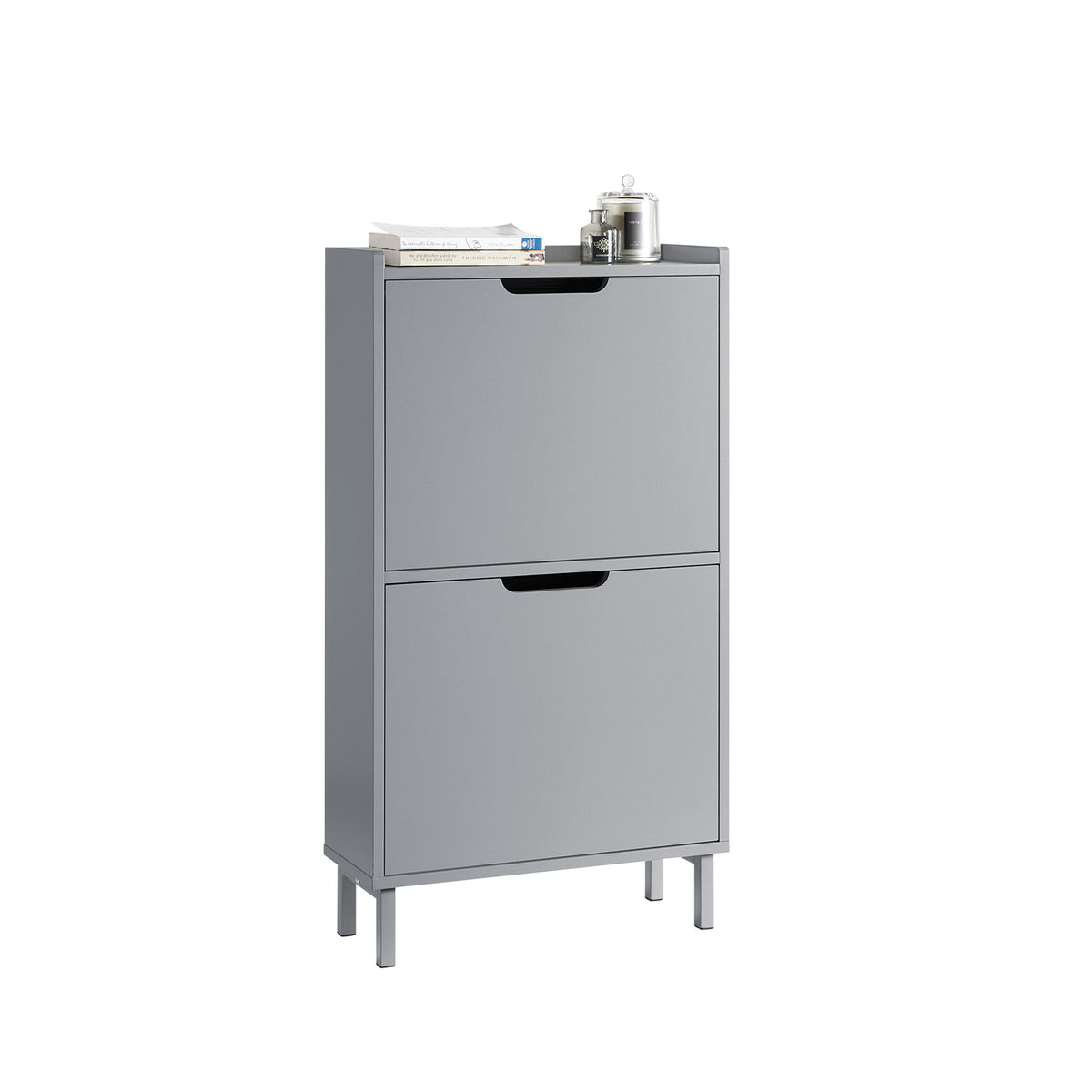 SoBuy FSR151-HG grey narrow hallway shoe cabinet white background product shot