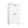 SoBuy FSR151-W, Narrow Shoe Rack with 2 Flip Drawers Slim Wooden Shoe Storage Cupboard for Hallway Entrance Foyer or Understairs White W50 x D19 x H91cm