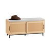 SoBuy FSR154-N, Hallway Storage Bench Shoe Bench Shoe Rack Shoe Cabinet with 2 Sliding Doors and Seat Cushion, Wood