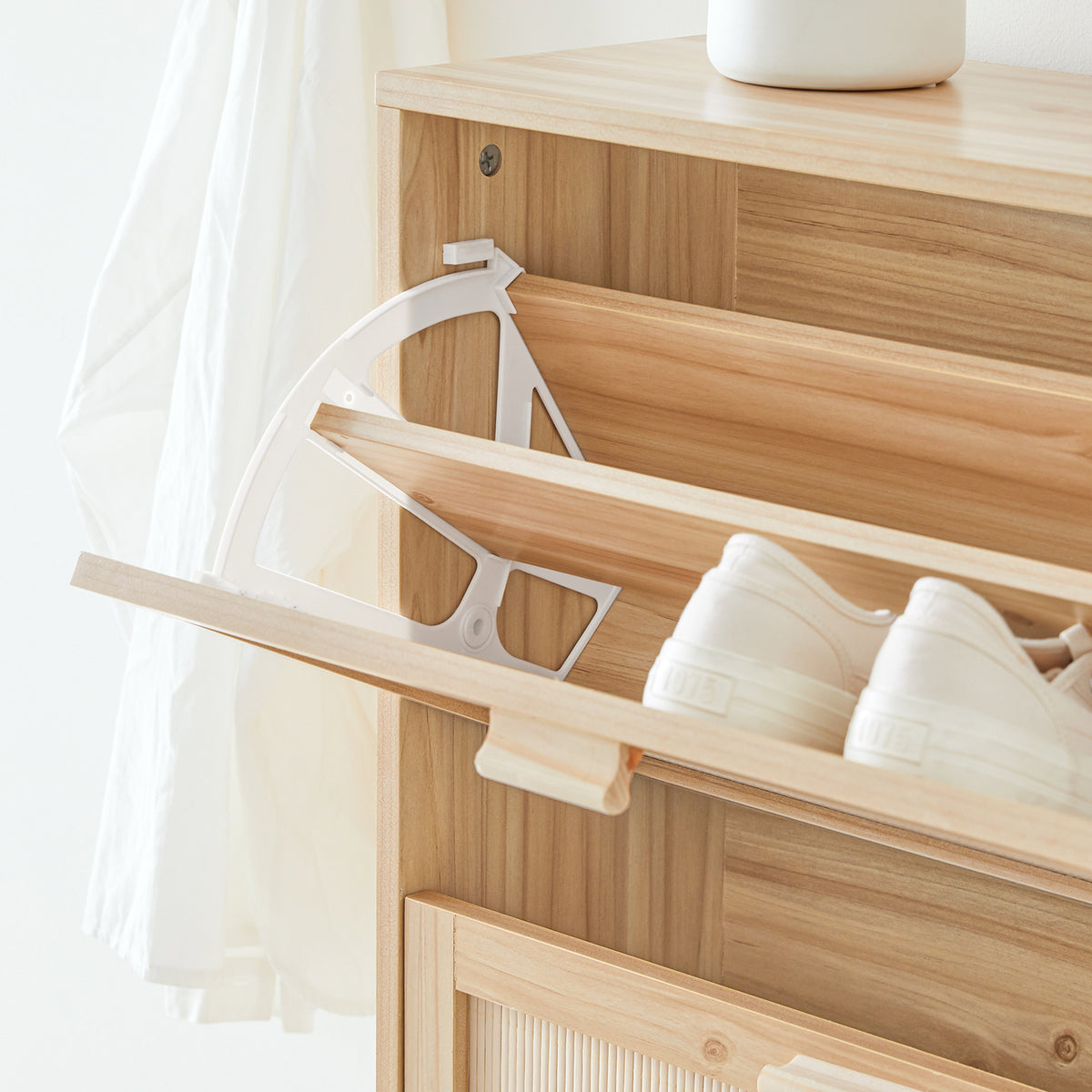SoBuy FSR159-N, 3 Flip-drawers Shoe Cabinet Shoe Rack Shoe Storage Cupboard Organizer, Wood