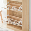 SoBuy FSR159-N, 3 Flip-drawers Shoe Cabinet Shoe Rack Shoe Storage Cupboard Organizer, Wood