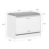 SoBuy FSR16-HG, Shoe Storage Bench Shoe Cabinet - Flip Drawer + Removable Shelves - Cushioned Seat for Entryway or Hallway - Wooden Furniture Unit, White + Grey, 60x30x46cm, 150kg Load