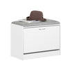 SoBuy FSR16-HG, Shoe Storage Bench Shoe Cabinet - Flip Drawer + Removable Shelves - Cushioned Seat for Entryway or Hallway - Wooden Furniture Unit, White + Grey, 60x30x46cm, 150kg Load
