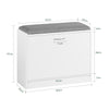 SoBuy FSR16-K-W, Hallway Shoe Bench Cabinet with Flip-drawer and Seat Cushion, White