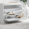 SoBuy FSR16-W, White Shoe Storage Bench with Flip-drawer, Shoe Cabinet with Seat Cushion, White