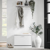 SoBuy FSR16-W, White Shoe Storage Bench with Flip-drawer, Shoe Cabinet with Seat Cushion, White