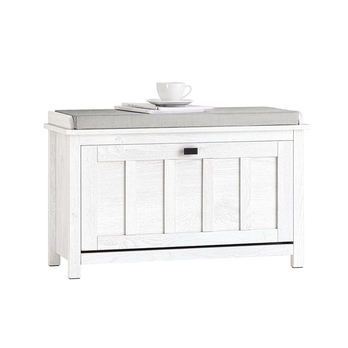 SoBuy FSR161-W, Hallway Shoe Bench Shoe Rack Shoe Cabinet with Flip-drawer and Seat Cushion, White