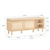 SoBuy FSR163-N+FSR160-N, Shoe Cabinet + Shoe Bench With Sliding Door, Natural Hallway Set