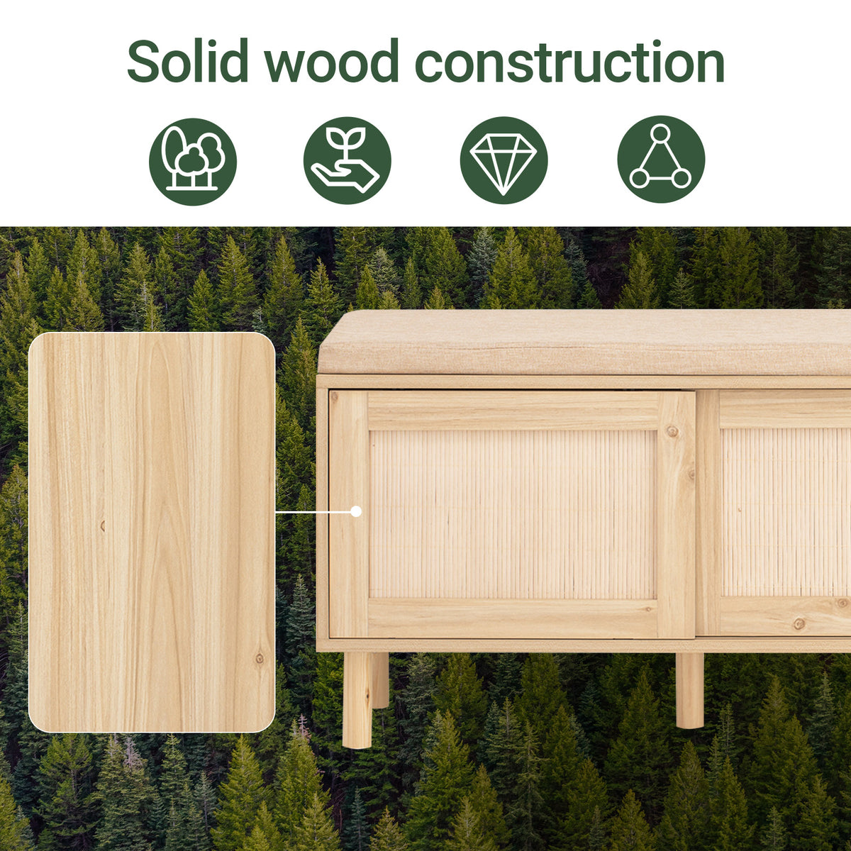 SoBuy FSR163-N, Wooden Shoe Storage Bench with Seat Cushion – Shoe Rack Cabinet with Sliding Doors, 6 Compartments for Entryway, Hallway or Bedroom – 230kg Load, 121×35×49cm