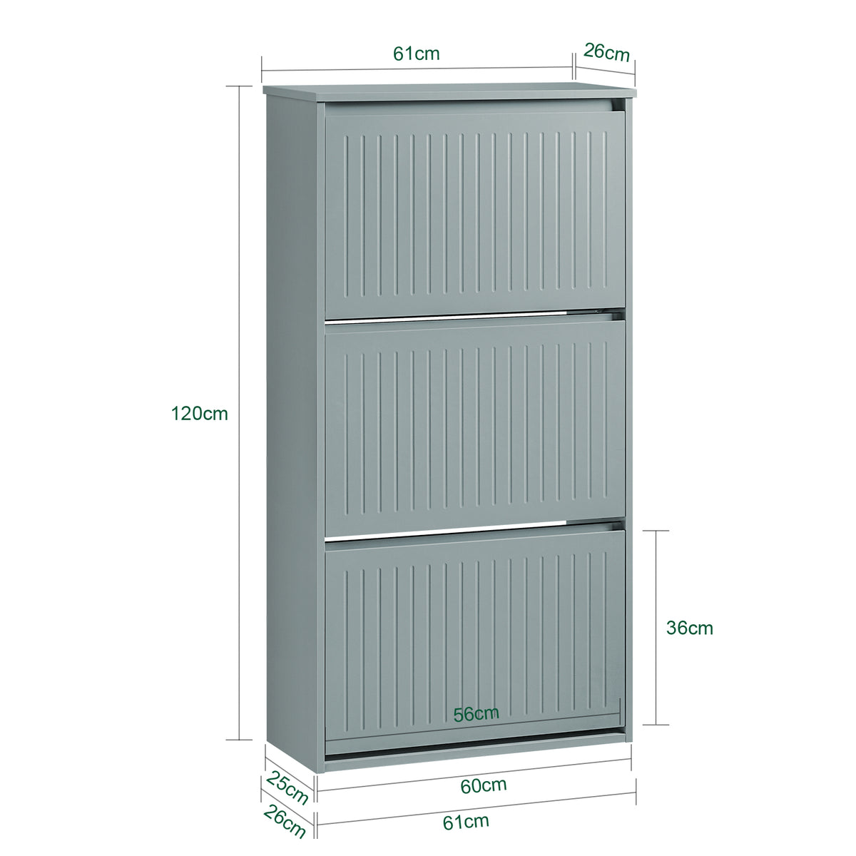 SoBuy FSR165-H-HG, 3 Flip-drawers Shoe Cabinet Shoe Rack Shoe Storage Cupboard, Grey