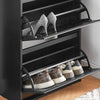 SoBuy FSR165-H-SCH, 3 Flip-drawers Shoe Cabinet Shoe Rack Shoe Storage Cupboard, Black