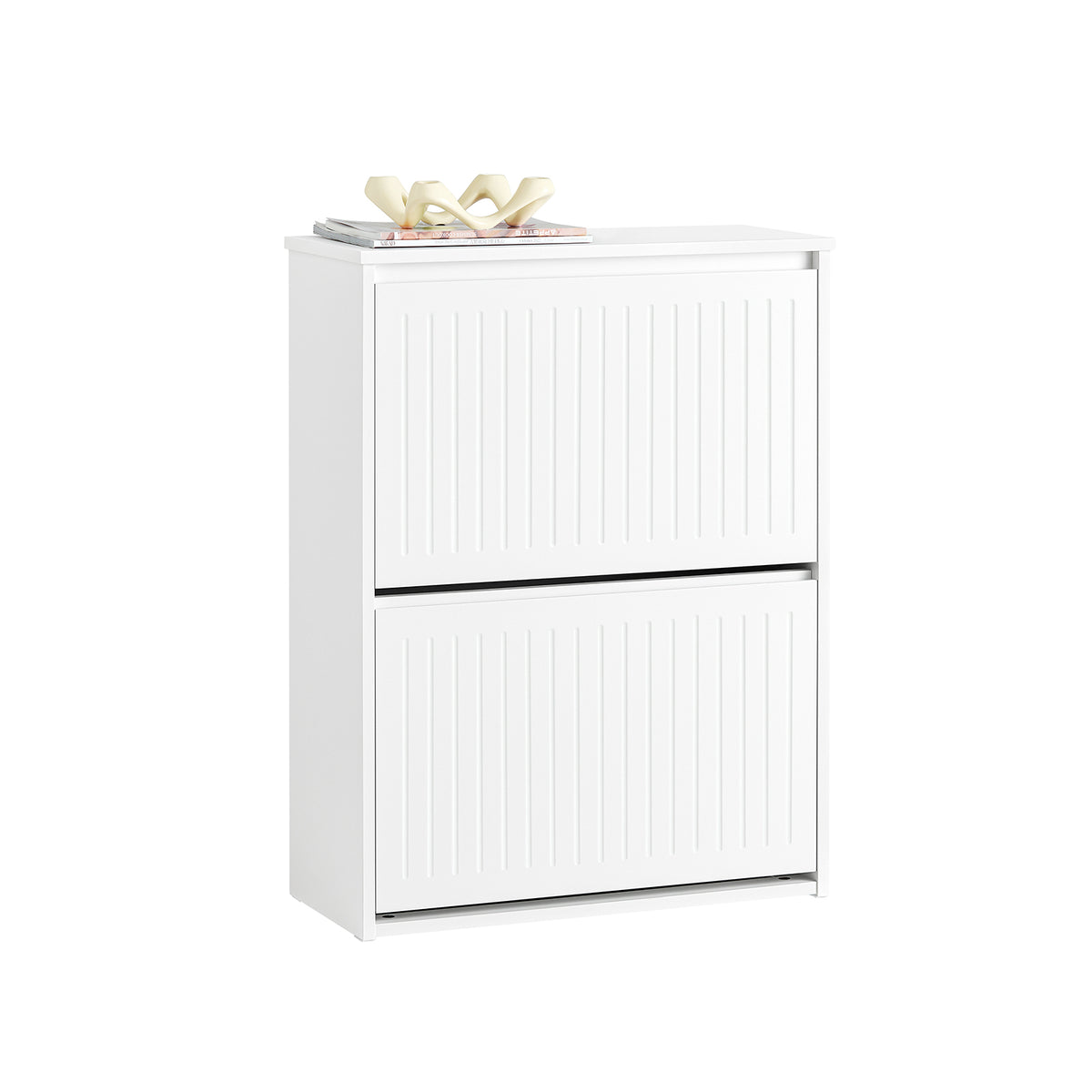 SoBuy FSR165-K-W, 2 Flip-drawers Shoe Cabinet Shoe Rack Shoe Storage Cupboard, White